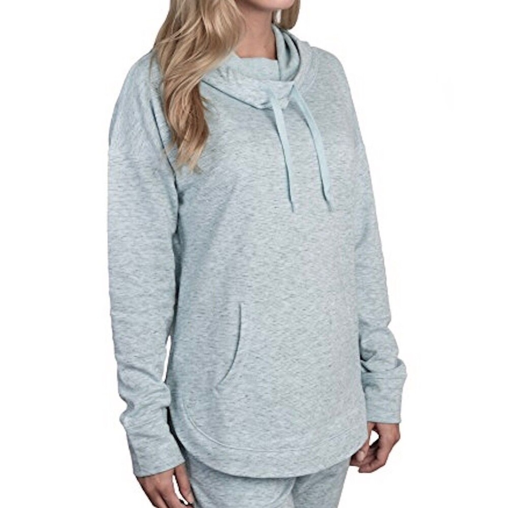 Champion Women's French Terry Hoodie Long Sleeve Front Pocket Size L Aqua